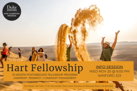 Hart Fellowship information session flyer featuring David Rosen, Hart Fellow &amp;#39;18